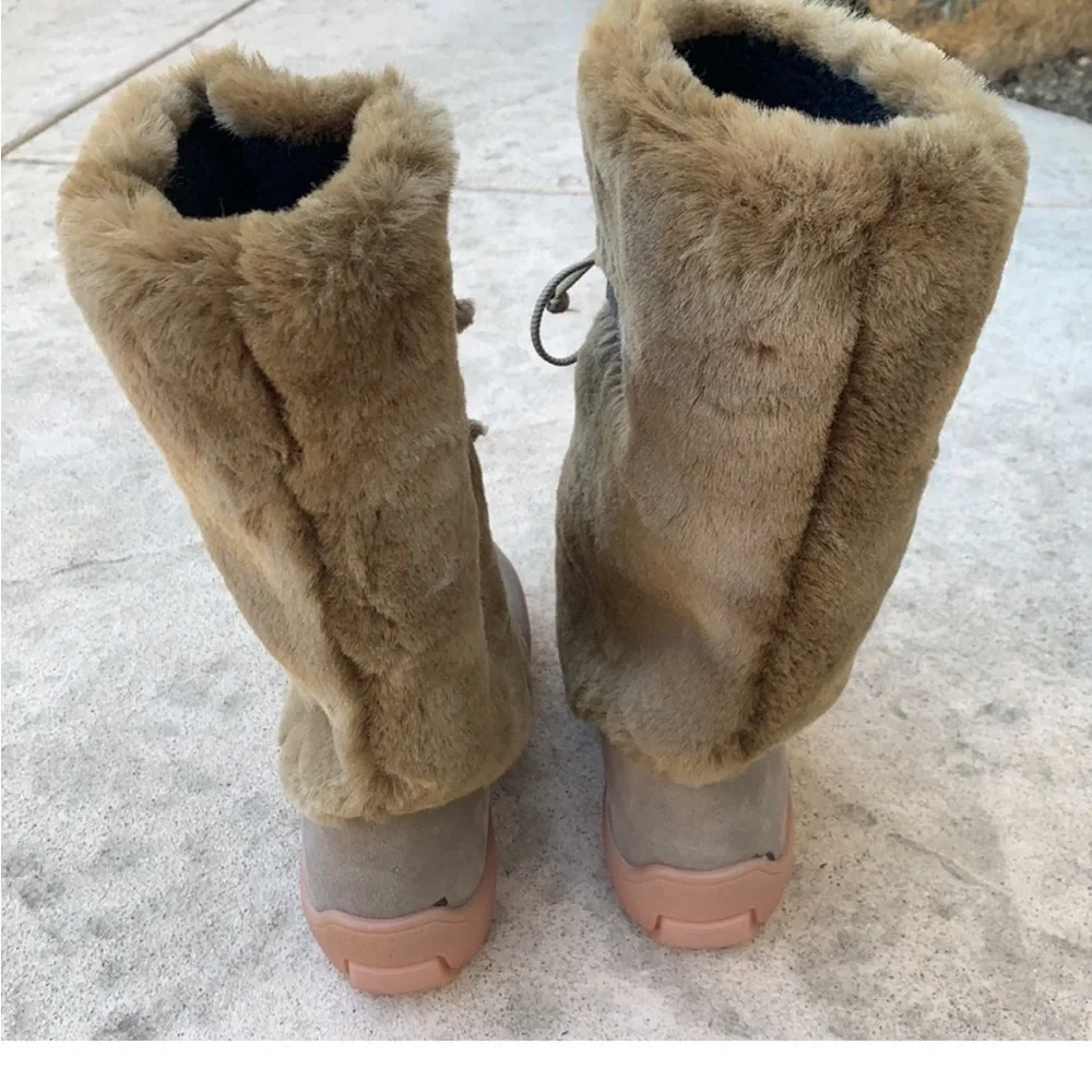 Oscar Sport Women's Faux Fur Ski Apres Tan Winter Boots Size 38/7.5-8 NWOT